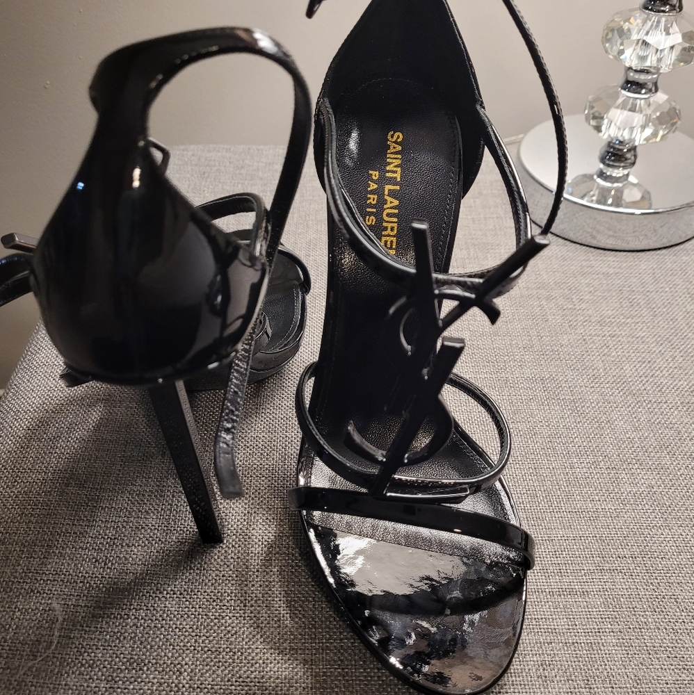Opyum YSL patent ankle strap sandal 37.5
